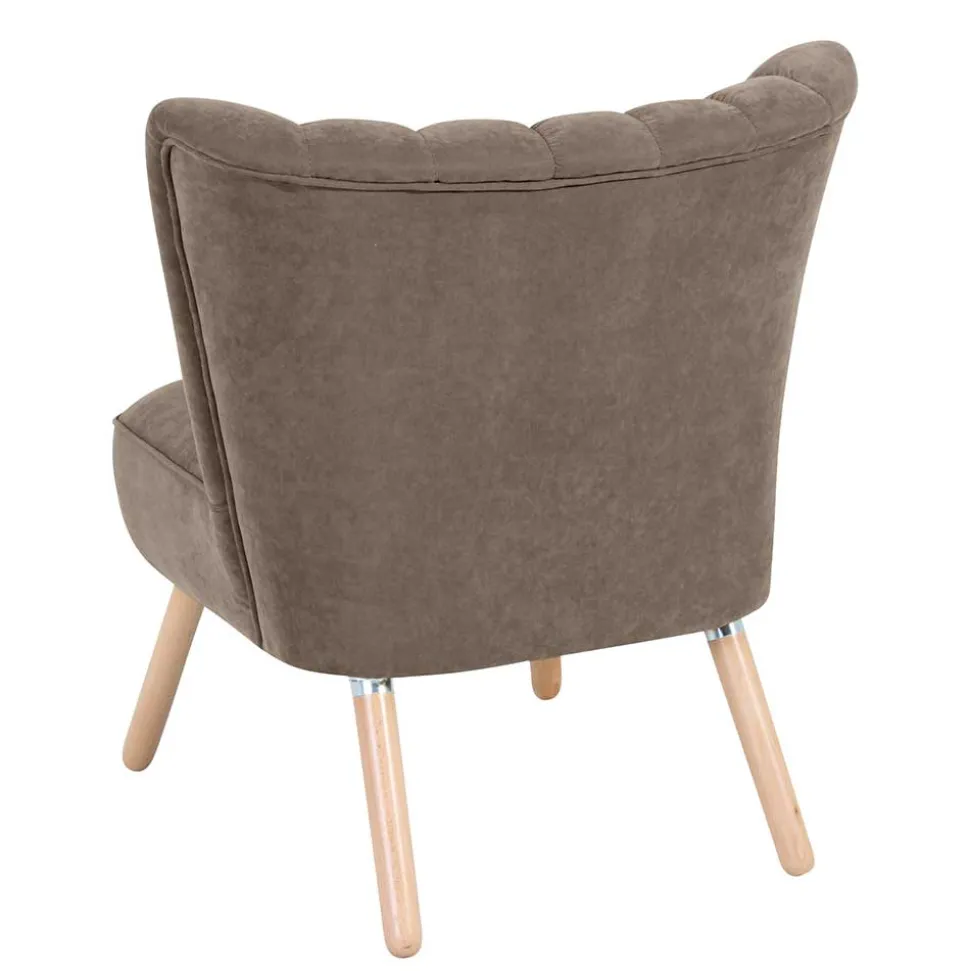 Wohnzimmer Sessel in Beigegrau Velours - Vomano