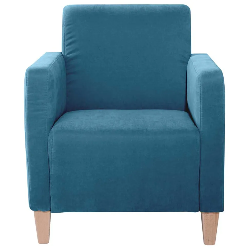 Wohnzimmer Sessel in Petrol Veloursbezug - Miragda