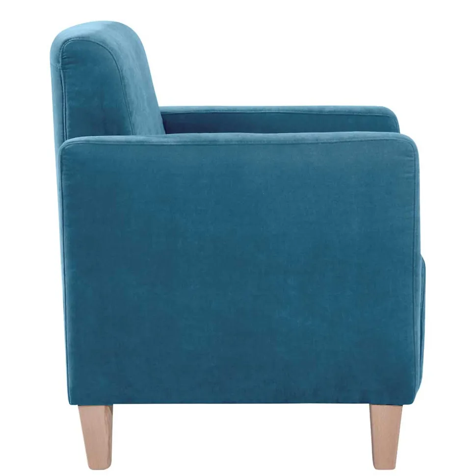 Wohnzimmer Sessel in Petrol Veloursbezug - Miragda