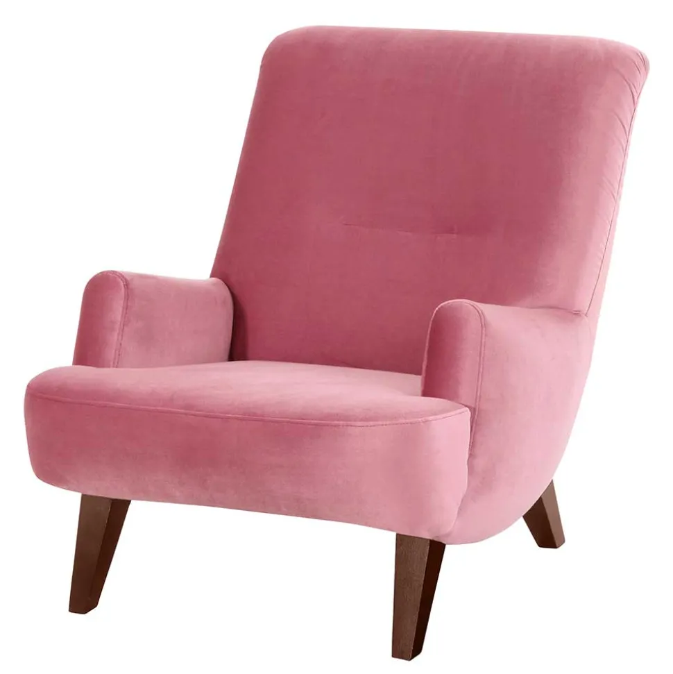 Wohnzimmer Sessel in Rosa und Nussbaum - Jily