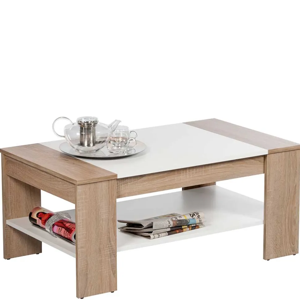 Wohnzimmer Tisch in Weiß & Sonoma-Eiche - Dranico