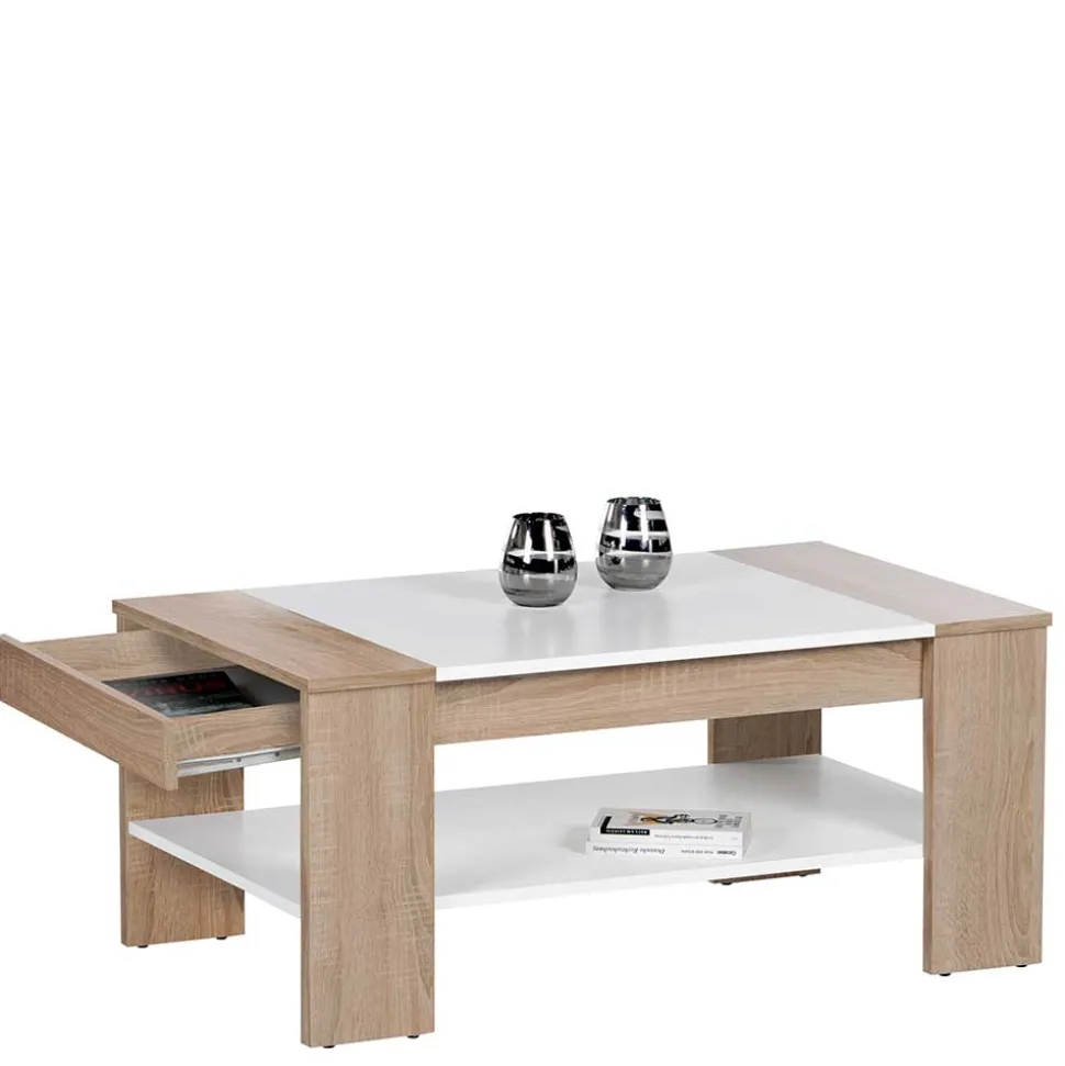 Wohnzimmer Tisch in Weiß & Sonoma-Eiche - Dranico