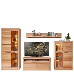 Wohnzimmer TV Anbauwand Möbelset - Amyonta (vierteilig)