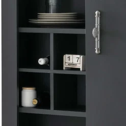 Wohnzimmer TV Wohnwand in Grau mit Wildeiche - Lionel (vierteilig)