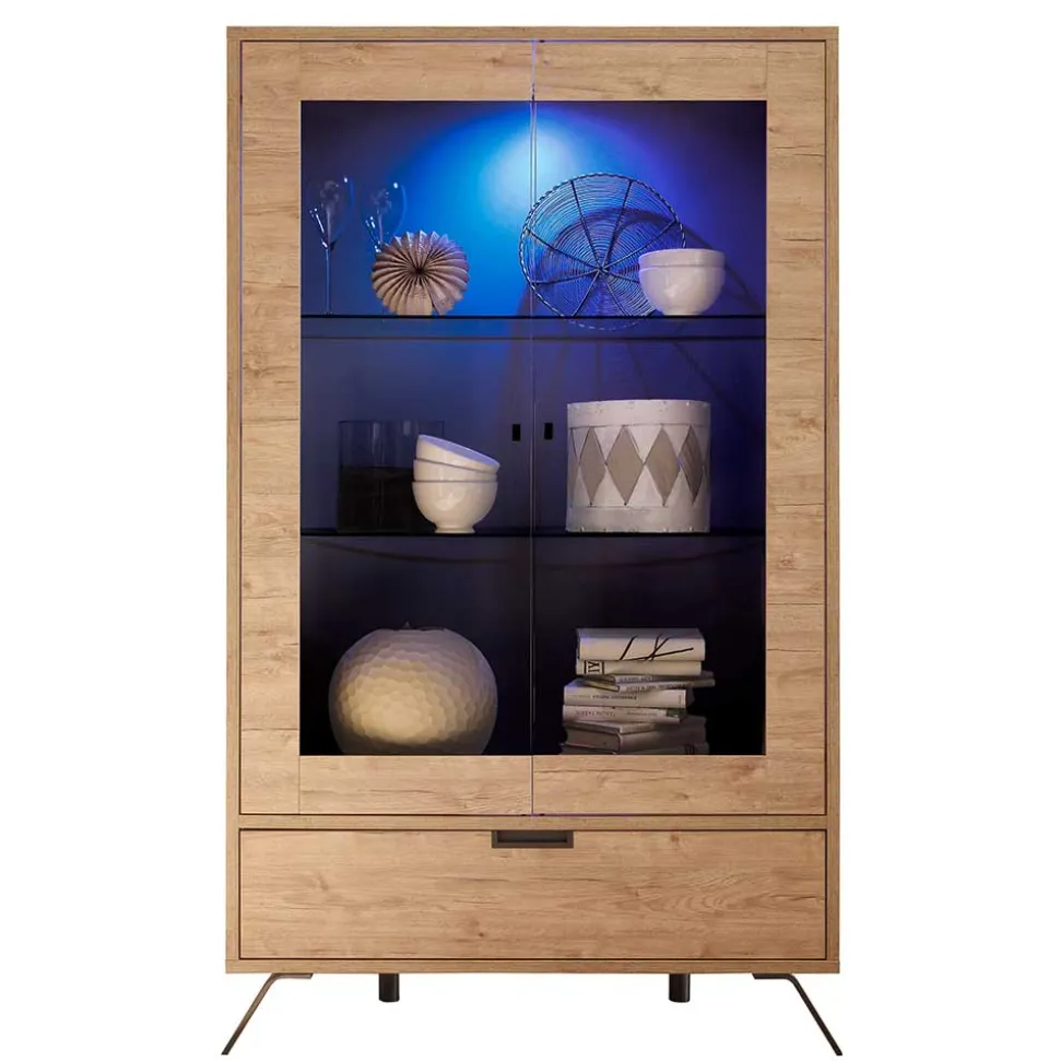 Wohnzimmer Vitrine im Eiche Dekor - Rodonda