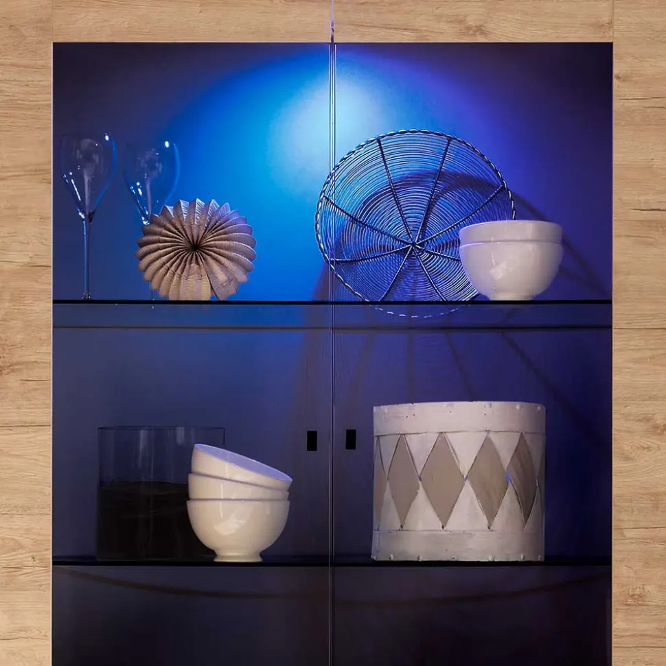 Wohnzimmer Vitrine im Eiche Dekor - Rodonda