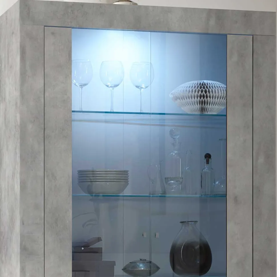 Wohnzimmer Vitrine in Beton Optik - Vareika