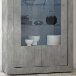 Wohnzimmer Vitrine in Beton Optik - Vareika