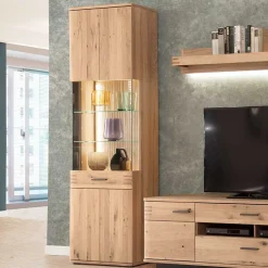 Wohnzimmer Vitrine in Eiche Bianco geölt - Crupean