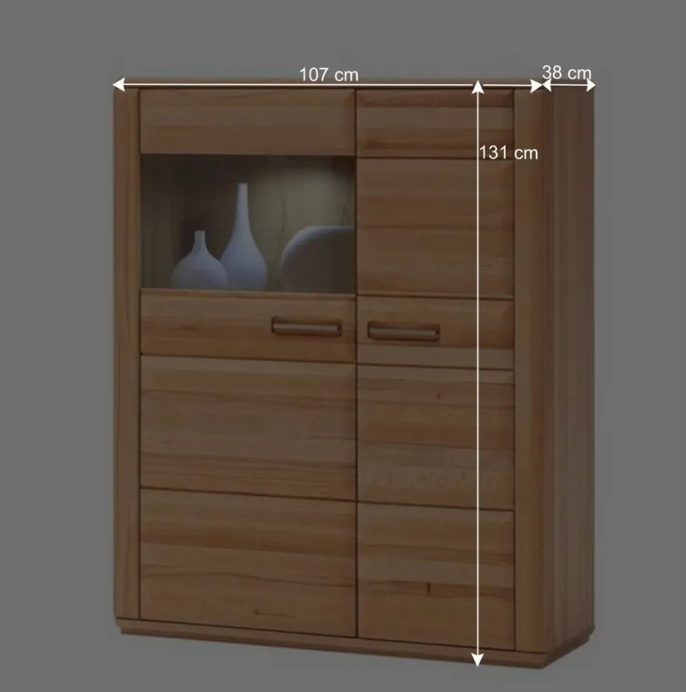 Wohnzimmer Vitrinenschrank Athias aus Kernbuche