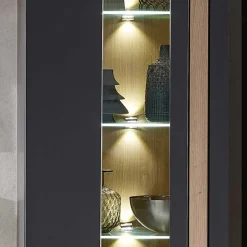 Wohnzimmer Wandvitrine in Dunkelgrau - Svanjon