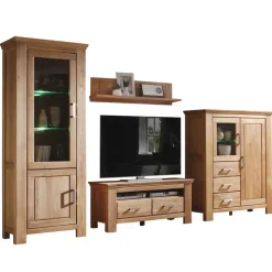 Wohnzimmer Wohnwand Ladressa aus Wildeiche geölt und gewachst (vierteilig)