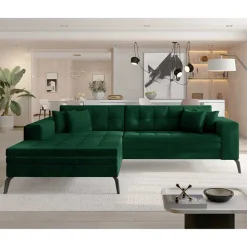 Wohnzimmerecksofa in Grün Samt - Crabe