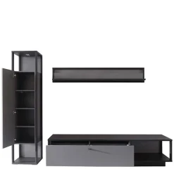 Wohnzimmermöbel TV Wand in Grau - Ridona (dreiteilig)