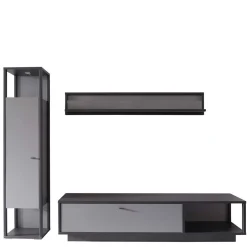Wohnzimmermöbel TV Wand in Grau - Ridona (dreiteilig)