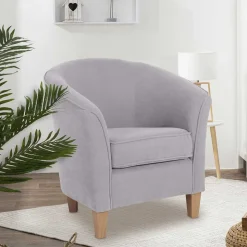 Wohnzimmersessel aus Velours Silbergrau - Bekunion