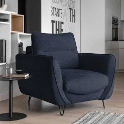 Wohnzimmersessel in Blaugrau Velours - Chiyom