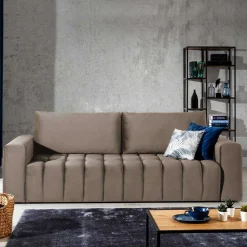 Wohnzimmersofa mit Bettfunktion in Hellbraun - Coisma