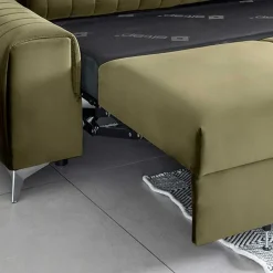 Wohnzimmersofa mit Bettfunktion in Oliv Grün - Vultaco