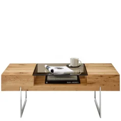 Wohnzimmertisch aus Rauchglas und Asteiche Furnier - Valjita