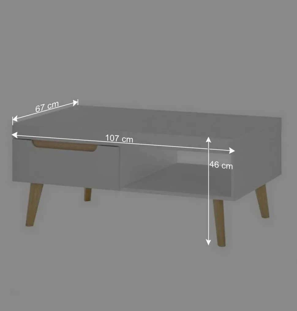 Wohnzimmertisch in Weiß und Eiche - Ginko