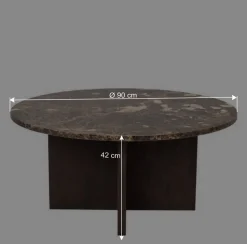 Wohnzimmertisch mit Marmorplatte in Braun - Farizio