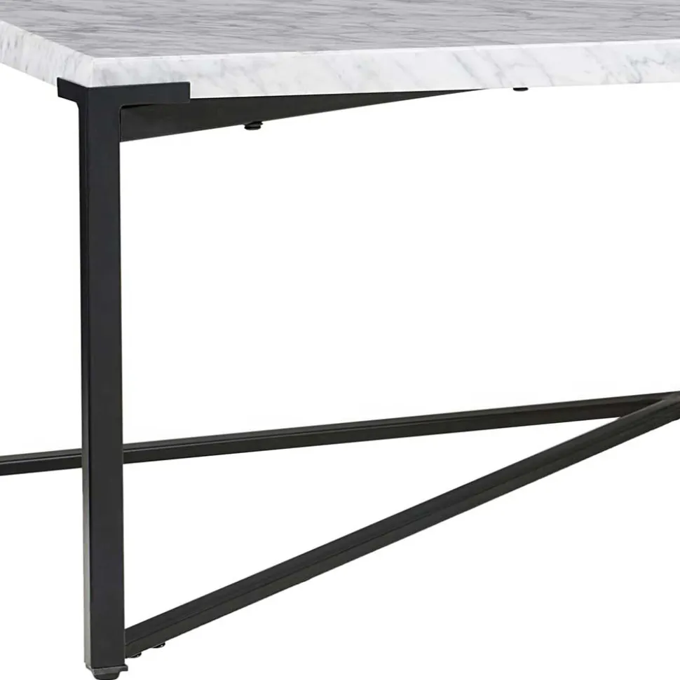 Wohnzimmertisch mit Marmorplatte Weiß Grau - Ignacios