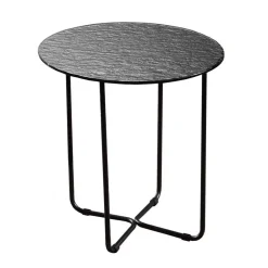 Wohnzimmertisch mit runder Strukturglas Platte - Borey