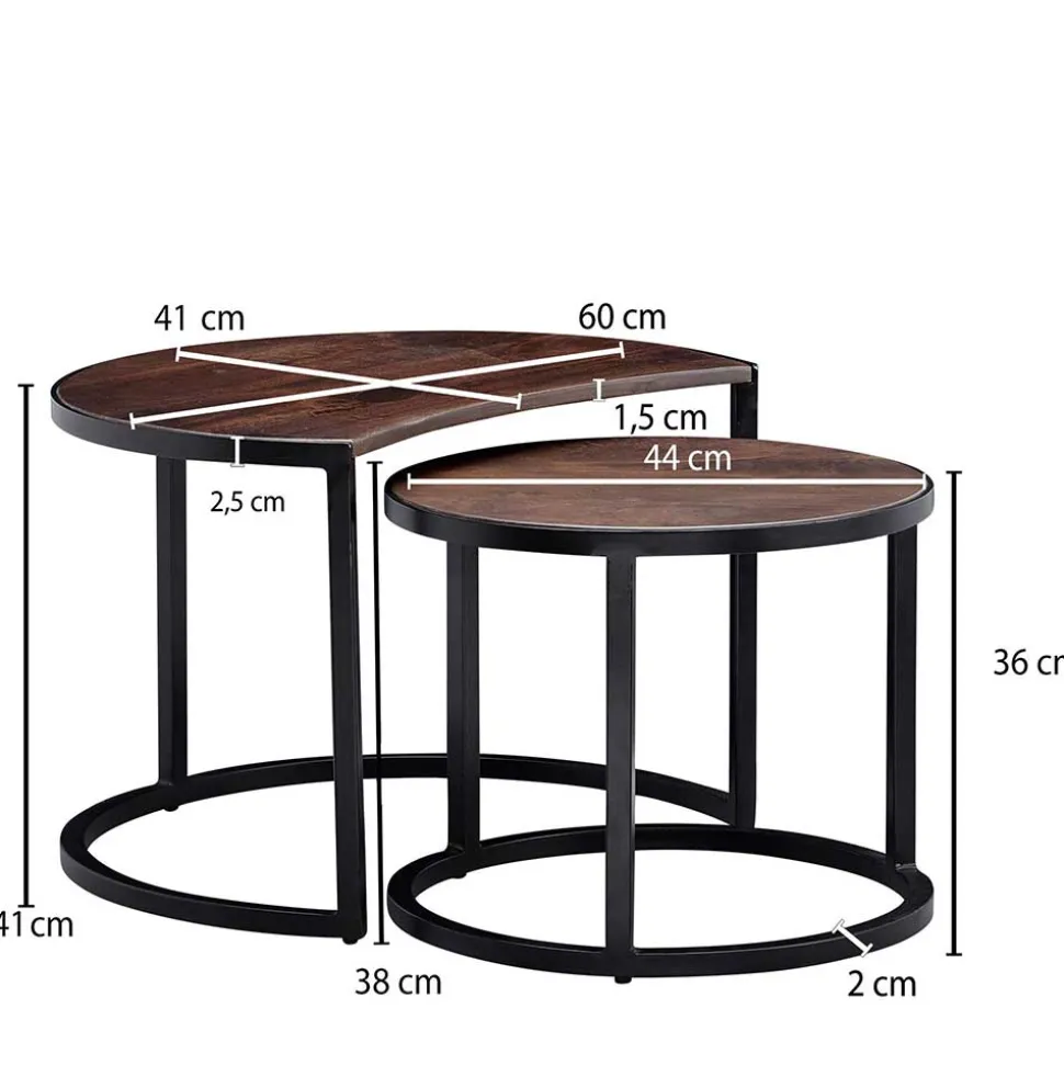 Wohnzimmertisch Zweisatz in Dunkelbraun - Lucan (zweiteilig)
