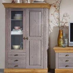 Wohnzimmervitrine Cempino in Grau