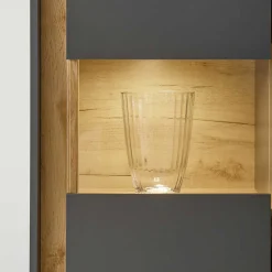 Wohnzimmervitrine in Anthrazit & Wildeiche Optik - Ahilav