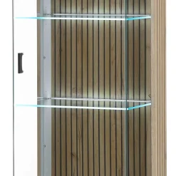 Wohnzimmer-Vitrine in Weiß und Wildeiche - Nenaloro