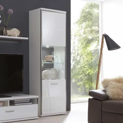 Wohnzimmervitrine Tacroma in Weiß Hochglanz