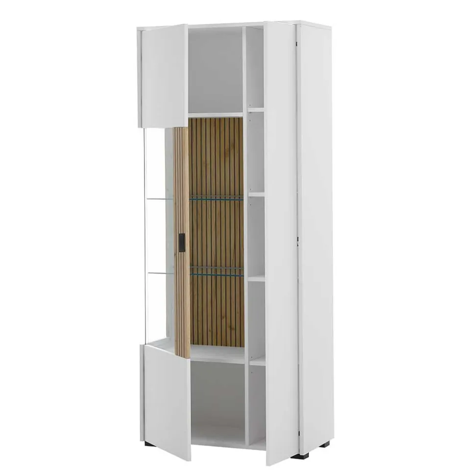 Wohnzimmer-Vitrinenschrank zweifarbig - Nenaloro