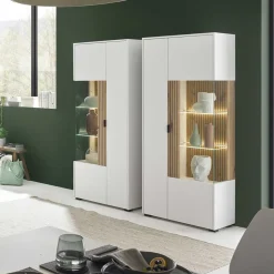 Wohnzimmer-Vitrinenschrank zweifarbig - Nenaloro