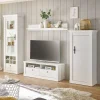 Wohnzimmerwohnwand in weißer Holzoptik Pinie - Liancos (vierteilig)