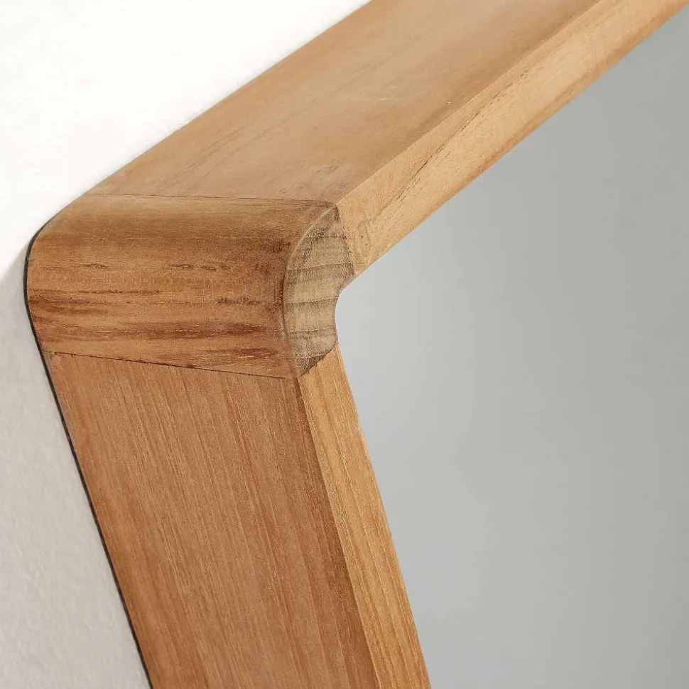 80x65 Badezimmerspiegel mit Teak Holz - Tiranny