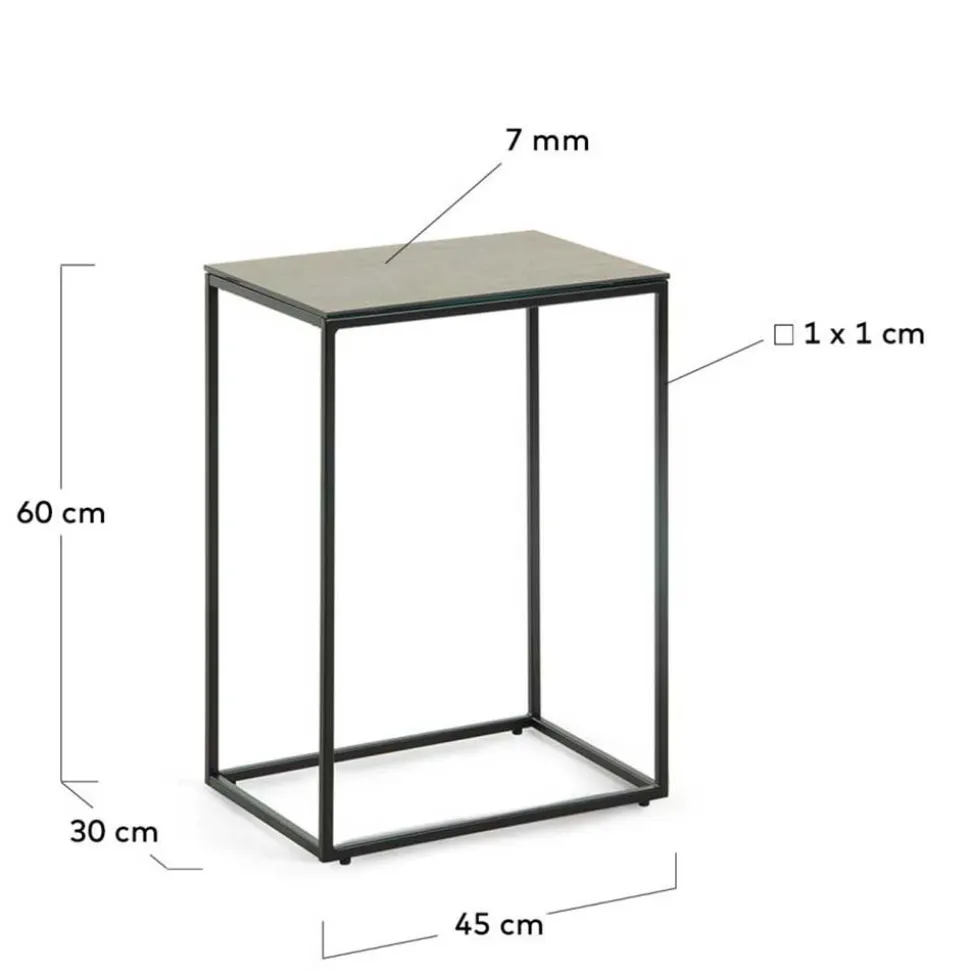 45x30 Beistelltisch mit Keramikplatte in Braun - Opium