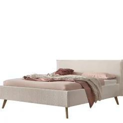 140x200 Bett mit Boucle Bezug in Creme - Leya