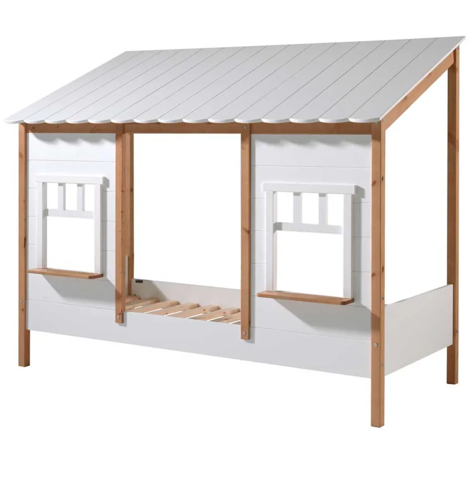 90x200 Bett mit Rausfallschutz in Haus Optik - Vericia