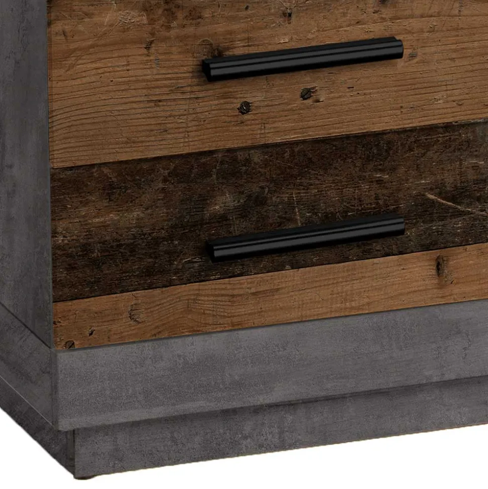 80x80 cm Couchtisch in Beton Optik & Antik Holz NB - Imlory