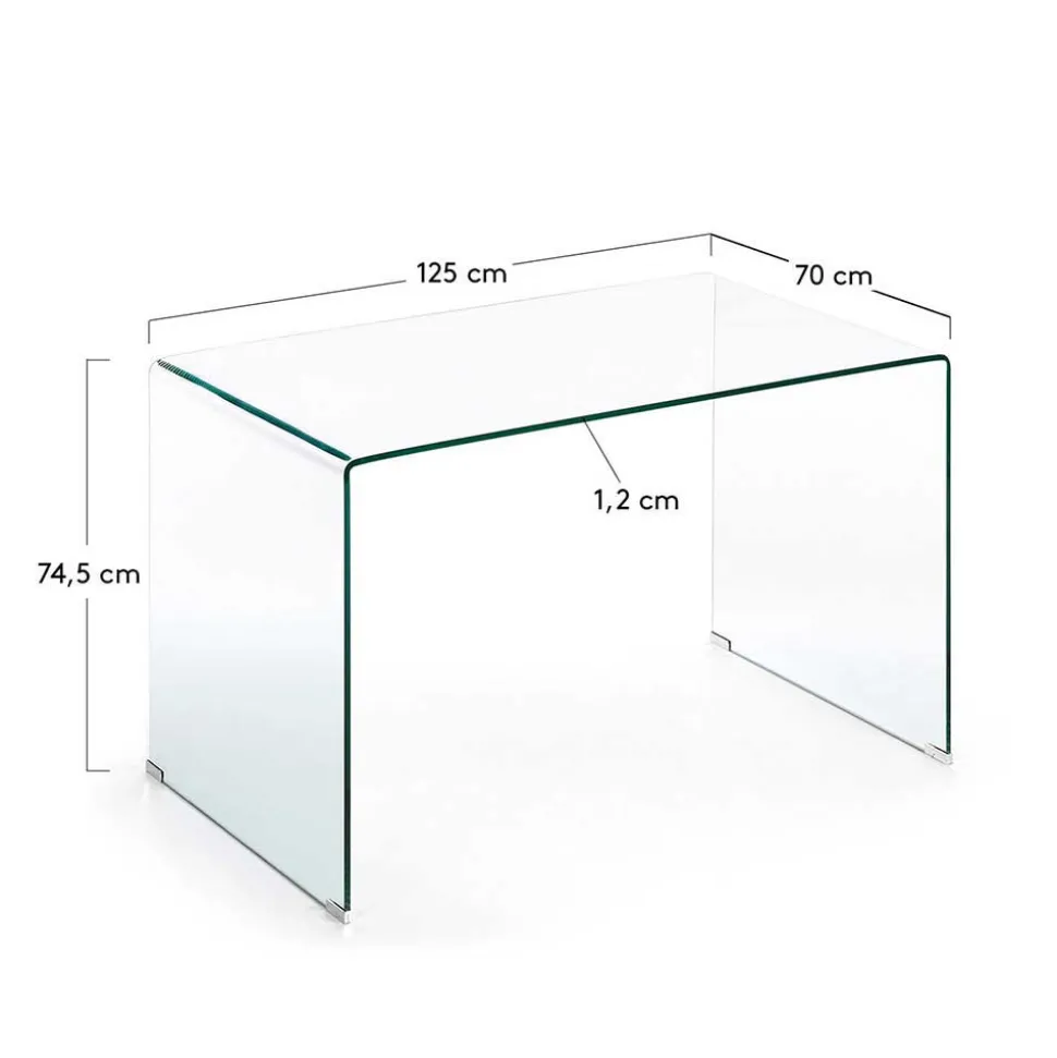 125x70 cm Design Schreibtisch aus Glas - Fire