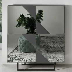 120x140 cm Highboard mit Spiegelglas in Rauchgrau - Razepta