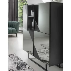 120x140 cm Highboard mit Spiegelglas in Rauchgrau - Razepta