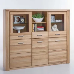 158x140 cm Kernbuche Highboard 5-türig - Uhelia