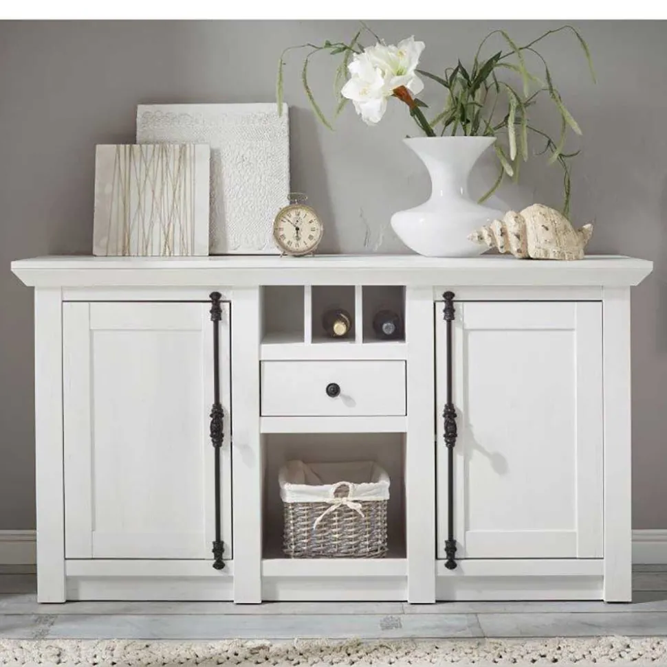 152x83 cm Landhaus Anrichte in Weiß - Chelles