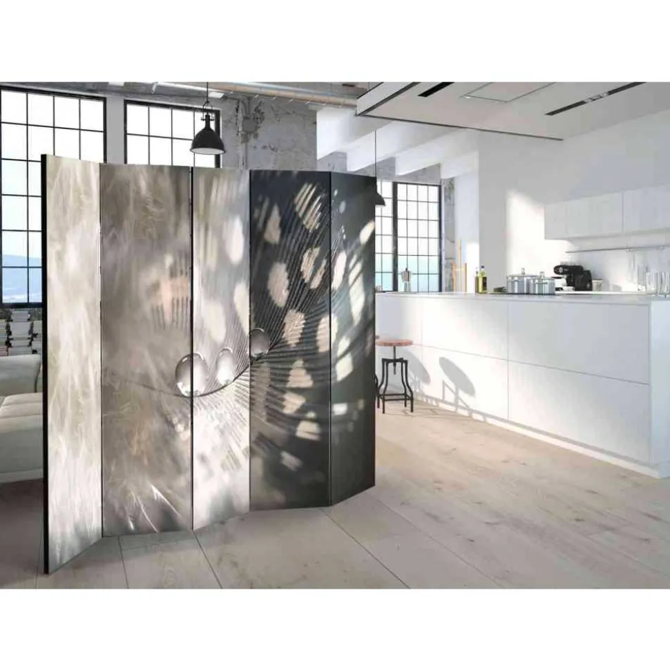 225x172 cm Paravent mit Vogelfeder Motiv - Kisana