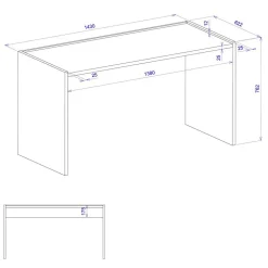 143x63 cm Schreibtisch in Wildeiche Optik & Anthrazit - Ahilav