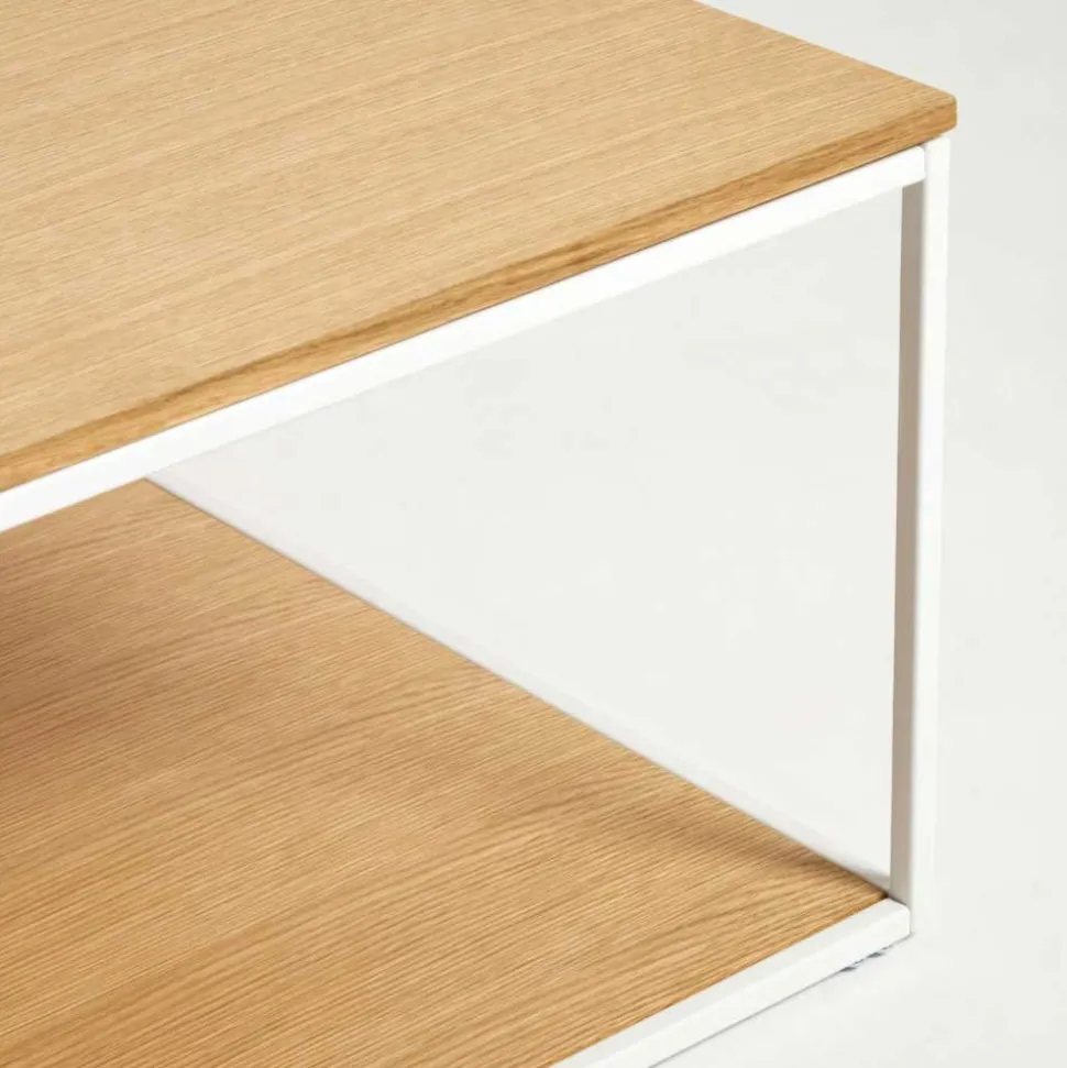 80x80 Couchtisch mit Bodenplatte in Eiche - Bosso