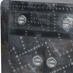 90x80 Design Kommode aus Massivholz & Alu - Pilot